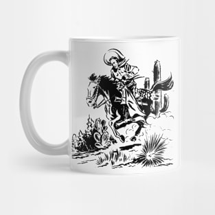 Cactus Desert Rodeo Western Retro Comic Mug